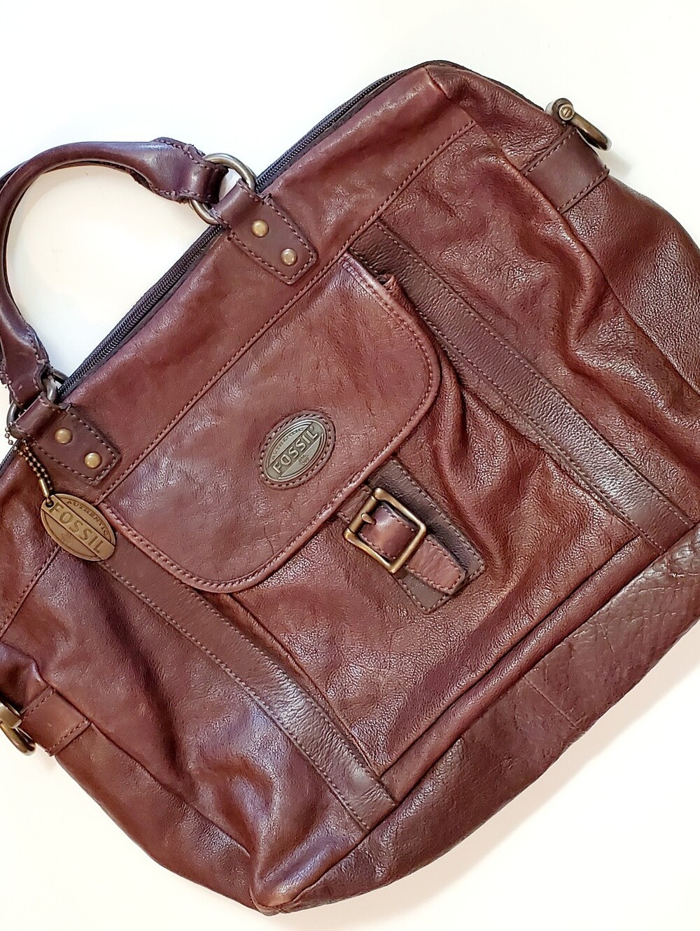 Fossil Men's Brown Genuine Leather Briefcase (Shoulder Strap NOT Included) 00-09